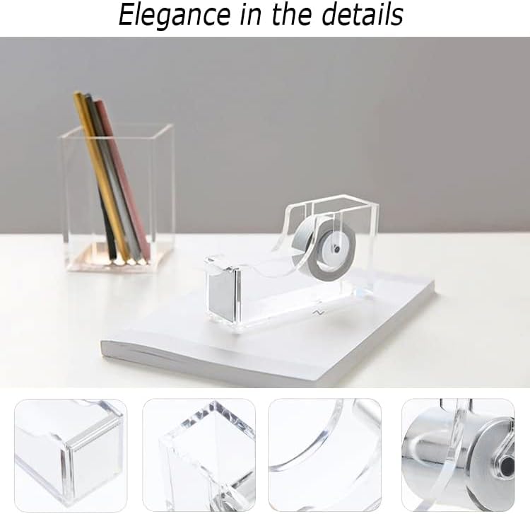 Famassi Office Desk Accessories, Acrylic Stapler, Staple Remover, Tape Holder, Pen Holder, Ballpoint Pen, Scissor, Binder Clips, 1000pcs Staples, Phone Holder, Ruler, Transparent Glue and 300 Notes - Image 4